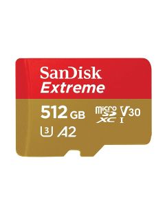SanDisk 512GB Extreme microSDXC Card + SD Adapter Up to 190MB/s UHS-I, Class 10, U3, V30
